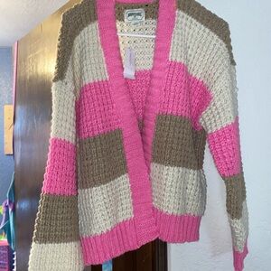 Women’s American eagle pink and tan cardigan